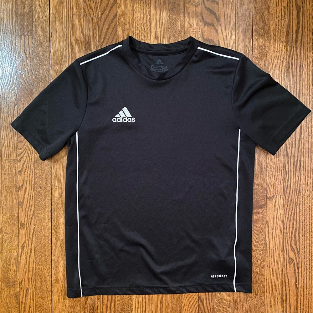 Adidas Junior Aeroready Black Dry Fit Short Sleeve Tee Size:13-14